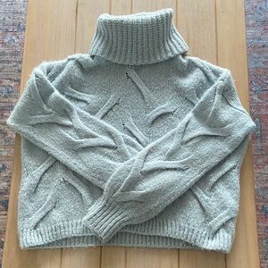 Madewell Baby Blue Cable Knit Turtleneck Sweater | xs